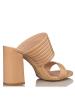 Mairiboo for Envie Γυναικεία Πέδιλα από Λουστρίνι με Χοντρό Ψηλό Τακούνι σε Μπεζ Χρώμα